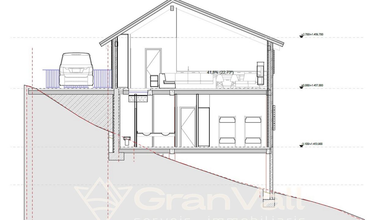 Secció de la possible casa